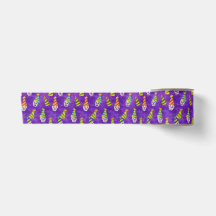 Ruban En Satin Motif de cône de fête au crâne néon