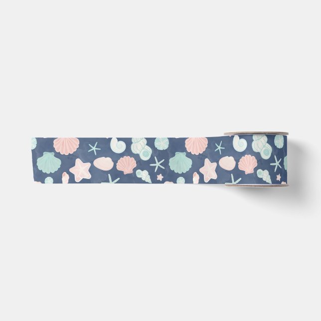 Ruban En Satin motif de coquillages (Devant)