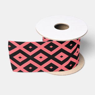 Ruban En Satin Motif de corail et de diamant noir
