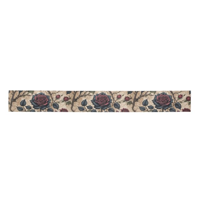 Ruban En Satin Motif de découpage Rose gothique foncé (Devant)