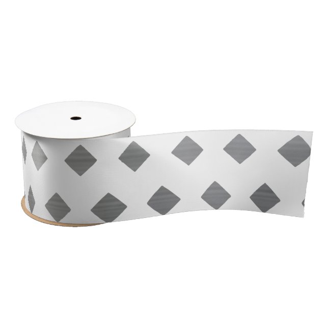 Ruban En Satin Motif de diamants blanc gris argenté décoratif (Bobine)