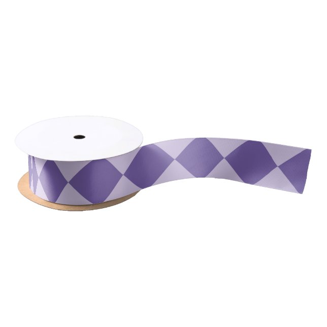 Ruban En Satin Motif de diamants de Checker Violet (Bobine)