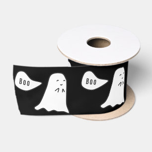 Ruban En Satin Motif de fantôme mignon qui dit Boo Halloween