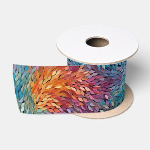 Ruban En Satin Motif de feuilles abstraites pastel colorées et lu