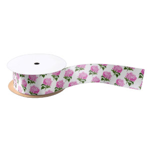 Ruban En Satin Motif de fleur d'hortensia antique rose