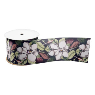 Ruban En Satin Motif de fleurs Magnolia