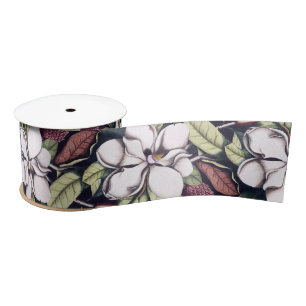 Ruban En Satin Motif de fleurs Magnolia