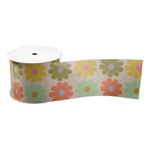 Ruban En Satin Motif de fleurs pastel vintage simple