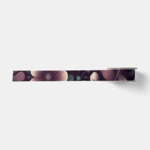 Ruban En Satin Motif de fleurs violettes foncées et vertes