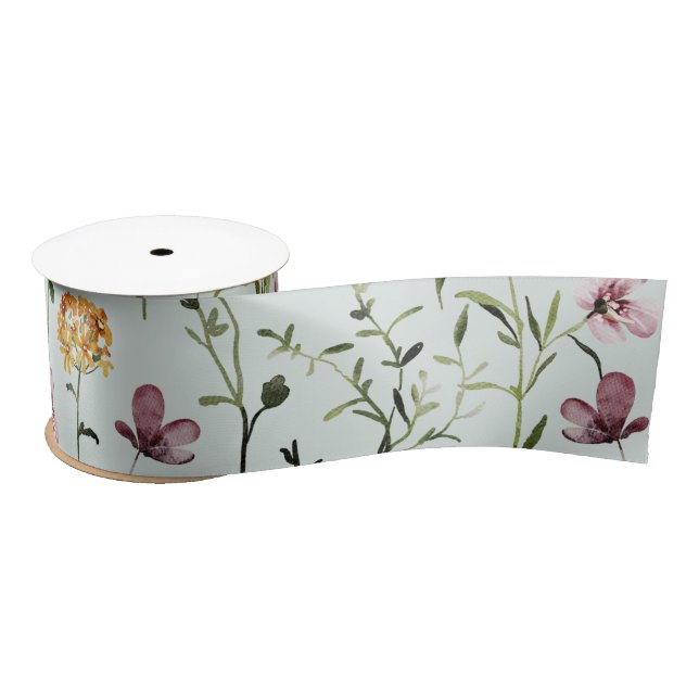 Ruban En Satin Motif de jardin fleur sauvage (Bobine)