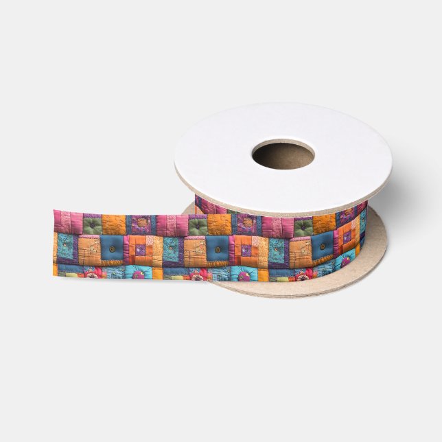 Ruban En Satin Motif de la surface de la surface de matchs en Whi (Bobine)