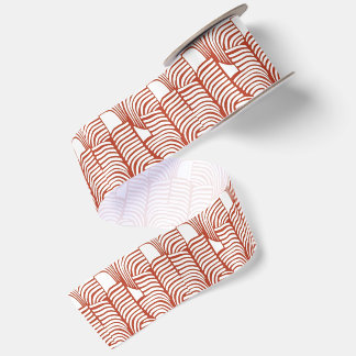 Ruban En Satin Motif de ligne ondulée moderne corail de milieu de