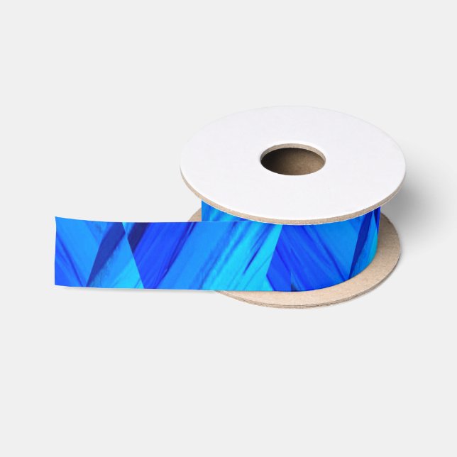 Ruban En Satin Motif de marbre bleu cobalt complexe (Bobine)