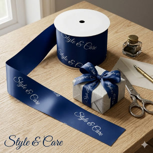 Ruban En Satin Motif de marque personnalisé Stylé Navy