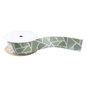 Ruban En Satin Motif de mosaïque vert olive