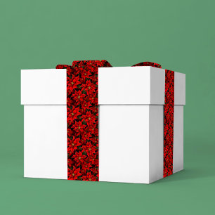 Ruban En Satin Motif de Noël des Fêtes Rouges