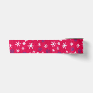 Ruban En Satin Motif de Noël Flocon de Neige Rouge Blanc