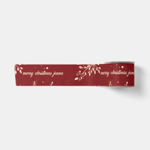 Ruban En Satin Motif de Noël Floral Rouge