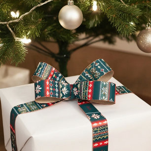 Ruban En Satin Motif de Noël nordique