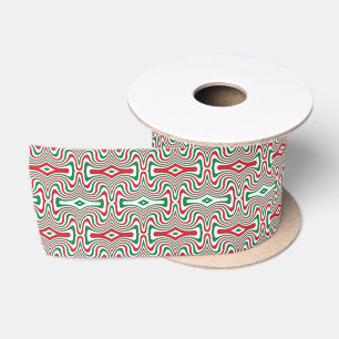 Ruban En Satin Motif de Noël ondulé funky rétro trippy