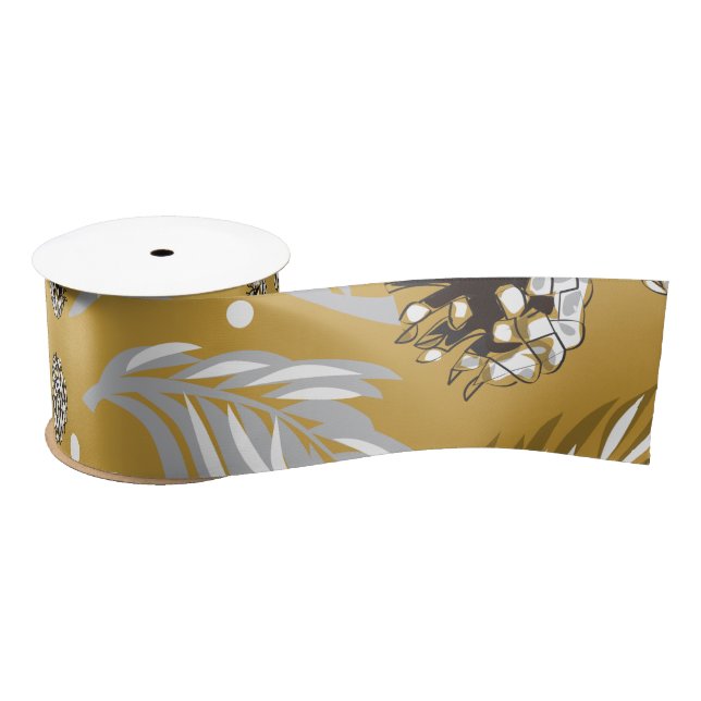 Ruban En Satin Motif de Noël, Pine Snow 6 (Bobine)