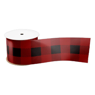 Ruban En Satin Motif de Noël rouge sur mesure