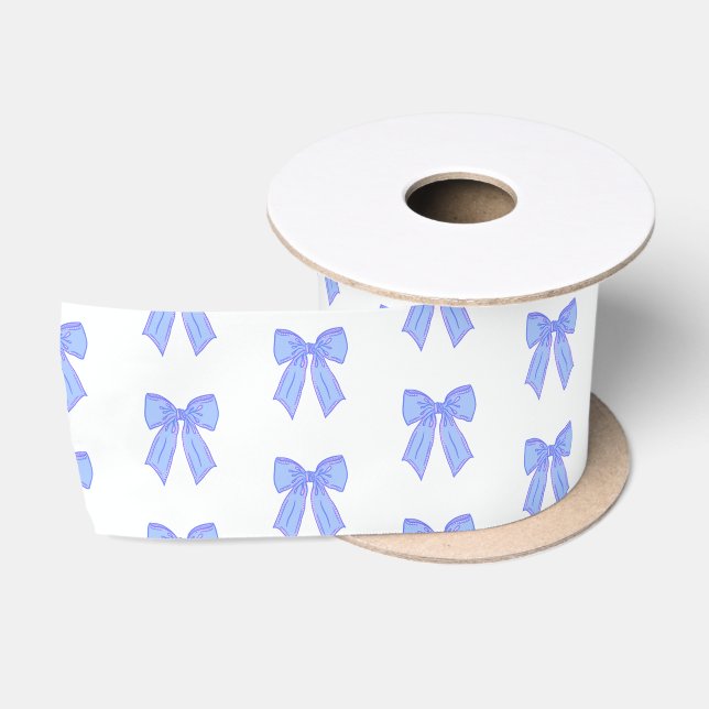 Ruban En Satin Motif de nœud bleu (Bobine)