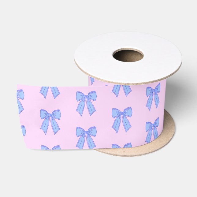Ruban En Satin Motif de nœud bleu (Bobine)