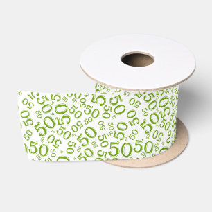 Ruban En Satin Motif de nombre d'anniversaire 50 moderne vert/bla
