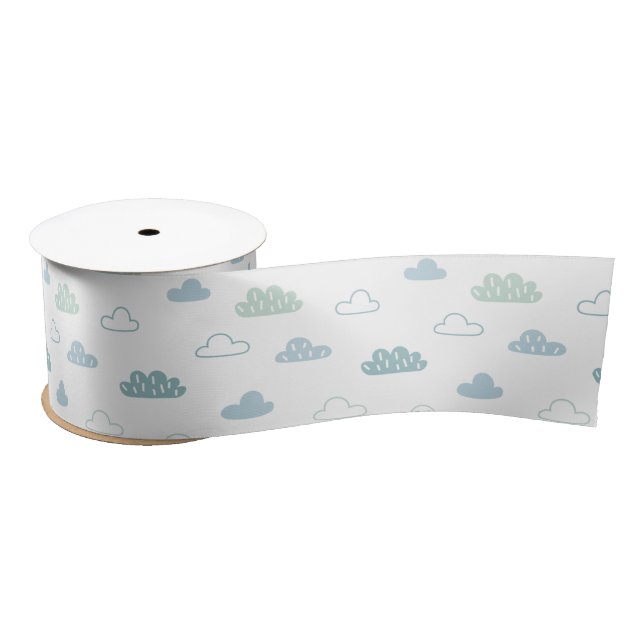 Ruban En Satin Motif de nuage à main levée (Bobine)