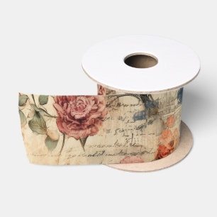 Ruban En Satin Motif de Paris Vintage Aquarelle Floral Français