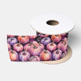 Ruban En Satin Motif de patchs Citrouille violet et orange