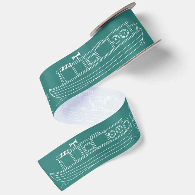 Ruban En Satin Motif de péniche de canal (Dos)
