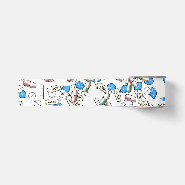 Ruban En Satin Motif de pilules saupoudrées (Devant)