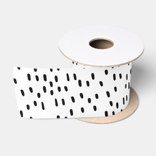 Ruban En Satin Motif de points abstrait noir et blanc moderne Ten