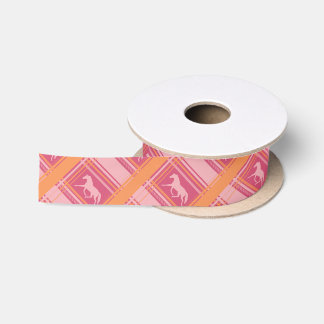 Ruban En Satin Motif de poney équestre rose