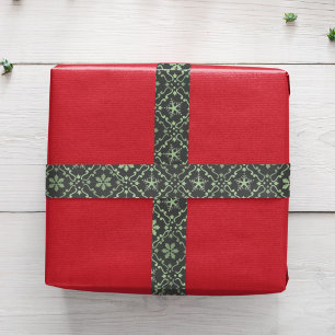 Ruban En Satin Motif de snowflake vert Noël