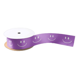 Ruban En Satin Motif de sourire Lilac Ruban