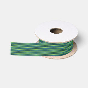 Ruban En Satin Motif de tissage bleu et nuances de vert