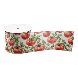 Ruban En Satin Motif de tomate à l'aquarelle