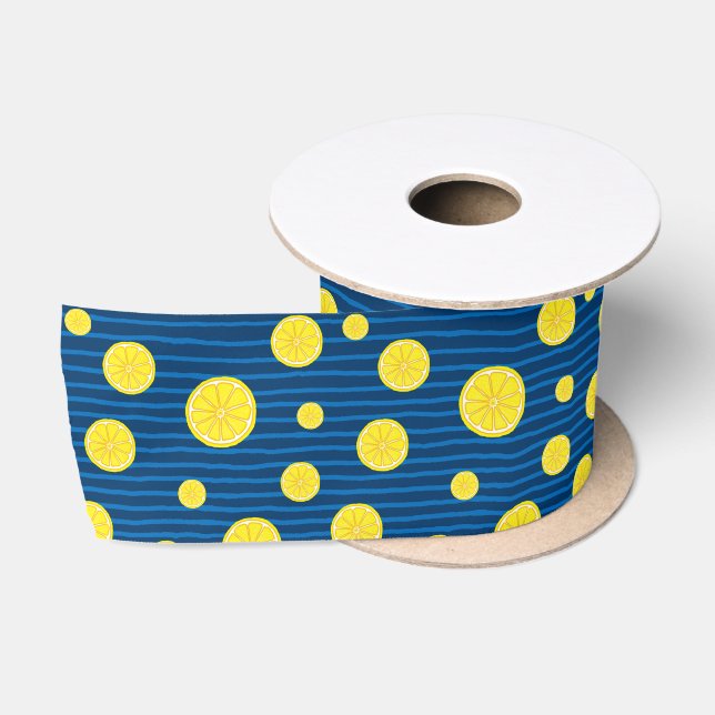 Ruban En Satin Motif de tranches de citron (Bobine)