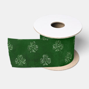 Ruban En Satin Motif de trèfle à paillettes vert élégant
