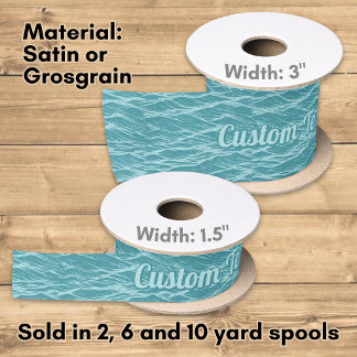 Ruban En Satin Motif de vagues d'océan turquoise