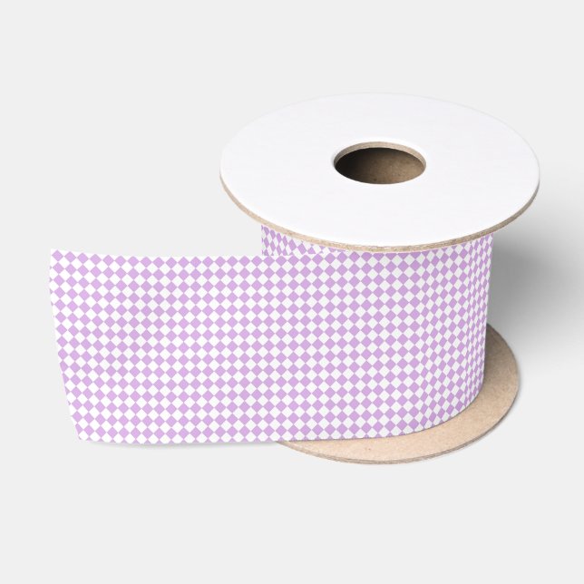 Ruban En Satin Motif de vérification du diamant blanc violet (Bobine)