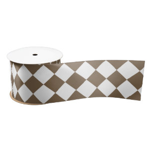 Ruban En Satin Motif diamant Brown foncé