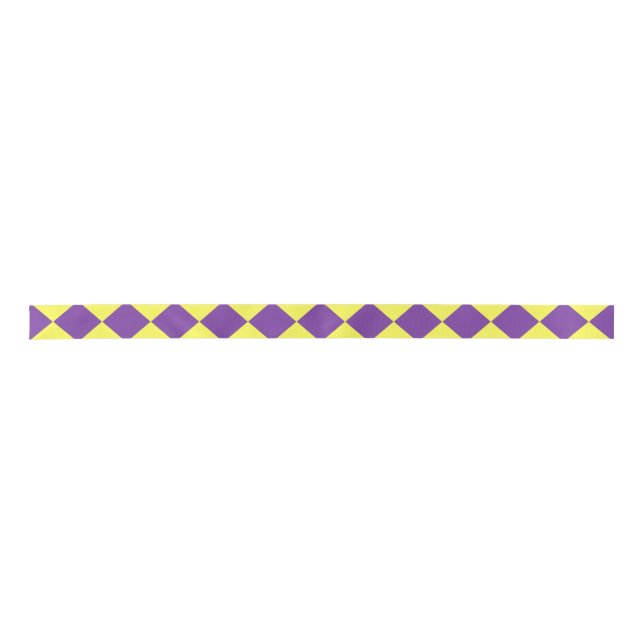 Ruban En Satin Motif diamant jaune pourpre Checker (Devant)
