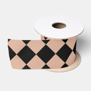 Ruban En Satin Motif diamant rose noir Checker