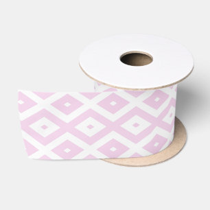 Ruban En Satin Motif diamant rose pâle et blanc