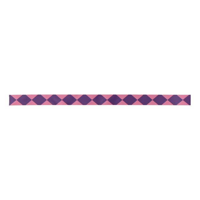 Ruban En Satin Motif diamant rose pourpre Checker (Devant)