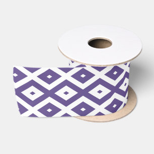 Ruban En Satin Motif diamant ultra violet et blanc